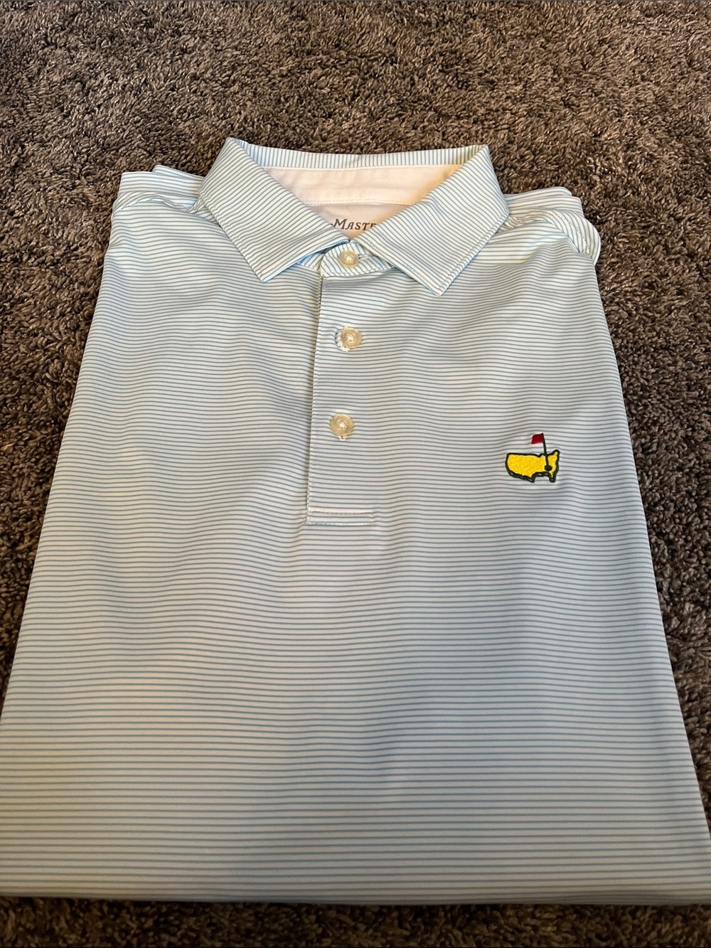 Masters! Light Blue Micro-Striped Polo!  Like new!  Size small! Augusta!